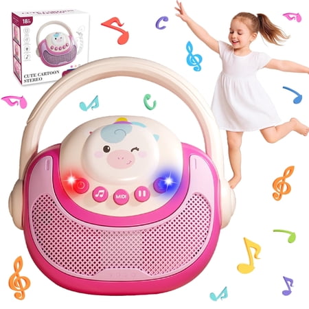 Music Player with LED Lights and Recording, Singing, Stories- Musical Toddler Toys 1-3 for Boys Girls, Birthday Gifts Learning Toys for 1 2 3 Year Old Girls Boys