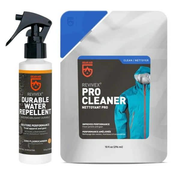GEAR AID Care Kit with Revivex Pro Cleaner and Revivex Durable Water Repellent Spray, Clear, 10 oz Pack & 10 oz Pack