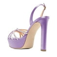 thumbnail image 4 of XYD Women Classic Round Open Toe Platform Sandal Rhinestone Cross Strap Chunky High Heel Party Slingback Shoes Size 7 Purple, 4 of 4