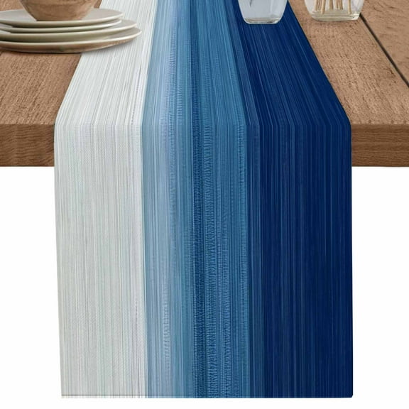 nqOlkjepod Navy Blue Striped Table Runner 70 Inches Long Farmhouse Dress Scarves, Modern Abstract Art Farmhouse Stripe Dining Tablerunner for Coffee Table/Kitchen Island/Party Décor, 13" x 70"