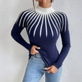 thumbnail image 4 of Women’s Half Turtleneck Striped Knit Sweater, Slim Fit Long Sleeve Pullover Top, Lightweight Viscose Ribbed Knitwear for Fall Winter, Elegant Office Casual Layering Shirt, Gift for Mom or Her, 4 of 6