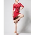 thumbnail image 6 of Latin Quickstep Rumba Samba Tango Dance Performance Practice Dresses Mesh Yoke Sheer Sleeve Rhinestone Ruffle, 6 of 6