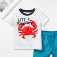 thumbnail image 5 of NOLDARES Toddler Baby Boy Summer Clothes Dinosaur Truck Print Crewneck Short Sleeve Tee Elastic Waist Cargo Shorts 2pcs Outfits(White,18-24 M), 5 of 6