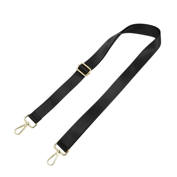 Unique Bargains 1 Pc Solid Color Light Gold Tone Hook Handbag Strap for Dating Black Nylon