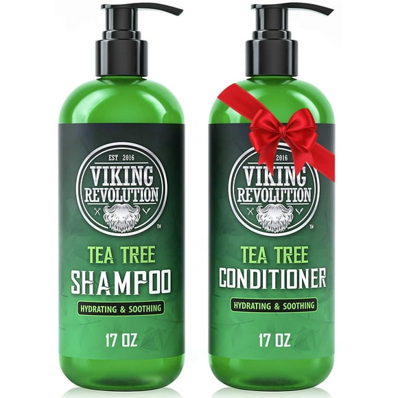 Viking Revolution Ensemble de Shampooing et Revitalisant au Tea Tree - Hydrate, Hydrate et Apaise les Cuirs Chevelus Secs et Qui Démangent - avec Huile Naturelle de Tea Tree - 17 oz