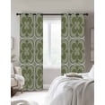 thumbnail image 3 of Sage Green Boho Blackout Curtains, Light Blocking Print Window Curtains, Farmhouse Chic Abstract Patterned Thermal Insulated Window Drapes for Living Room Kitchen Cafe 2 Panels, 84"W x 84"L, 3 of 9