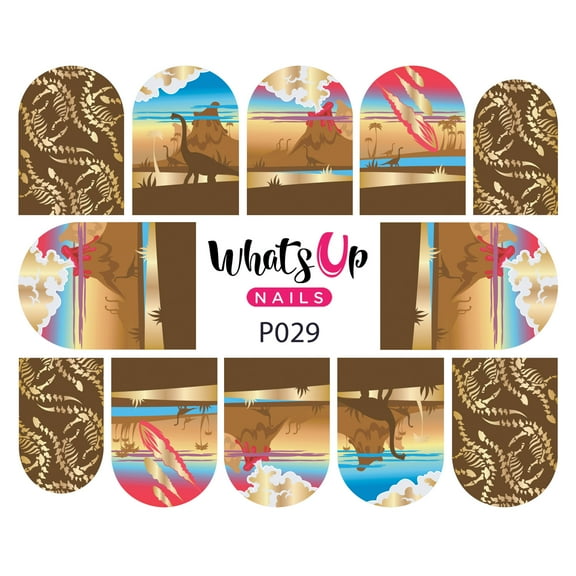 Whats Up Nails P029 Prehistoric Times Water Decal Sliders for Nail Art Design