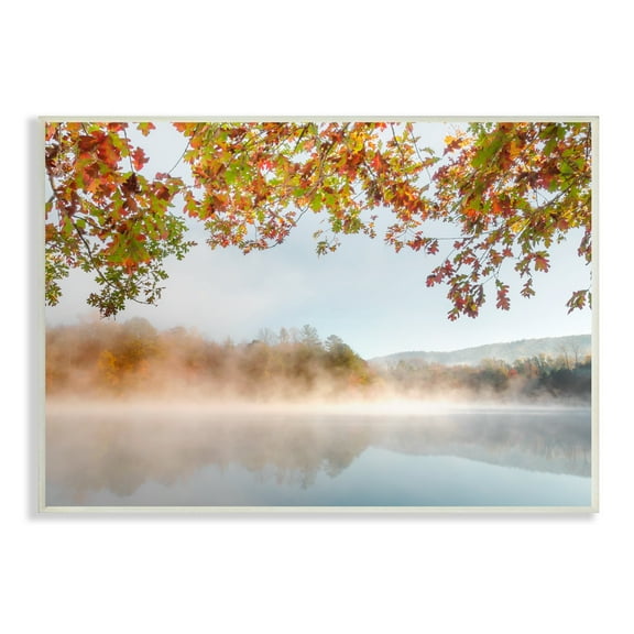 Stupell Industries Foggy Autumn Lake Landscape Fall Tree Leaf Overhang, 15 x 10,Design by Danita Delimont