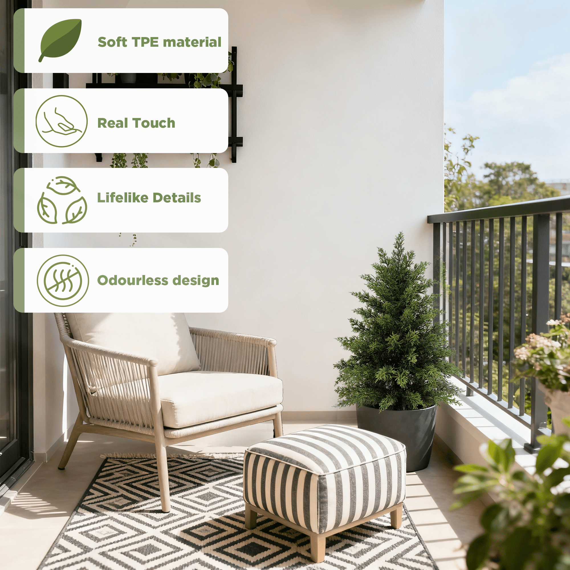 OLIVIVI Artificial Cedar Tree 2FT Outdoor Artificial Topiary Cedar Plants Fake Tree  for Home Decor Indoor  Fake Lifelike Potted Cypresses Tree 2 Pack