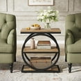 thumbnail image 5 of Tribesigns End Table, Narrow End Table with 3 Storage Shelves, Wood Side Table with Black Metal Frames, 5 of 7