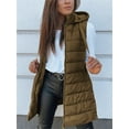 thumbnail image 4 of Fall Winter Women Sleeveless Long Vest Hooded Puffer Zipper Outwear Vest, 4 of 4
