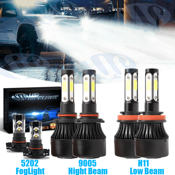 For Chevy Silverado 1500 2500 HD 2007-2015 6Pcs LED Headlight Bulbs Fog Lights