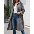 thumbnail image 4 of Spring Fall Women Plaid Patchwork Long Sleeved Single Breasted Casual Trench Coat, 4 of 6
