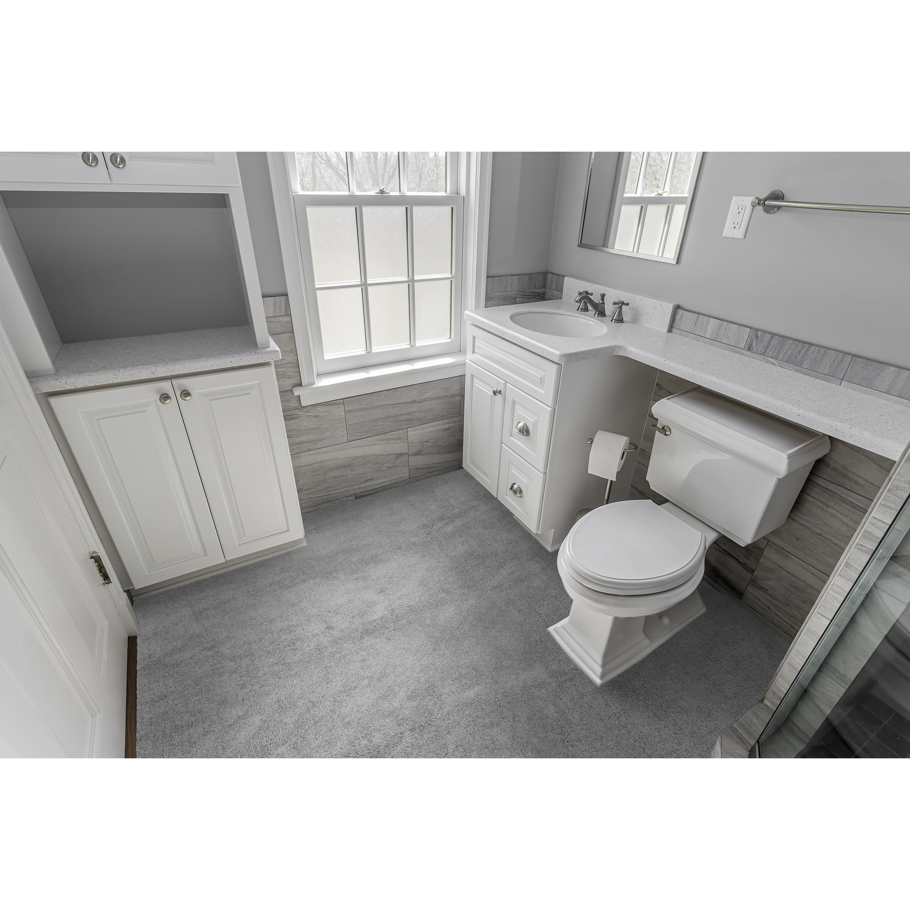 Garland Rug Room Size Washable Nylon Platinum Gray Bathroom Carpet, 5' x 8'