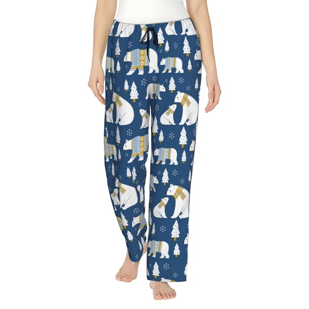 Balery cute winter bear Pantalones de pijama para mujer, pijamas ultraligeros, pantalones de estar por casa-Small