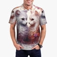 thumbnail image 1 of Fotbe White Red Cat Couple Camiseta Polo de Golf para Hombre con Estampado – Camisa Deportiva Transpirable con Cuello Abotonado-Small, 1 of 6