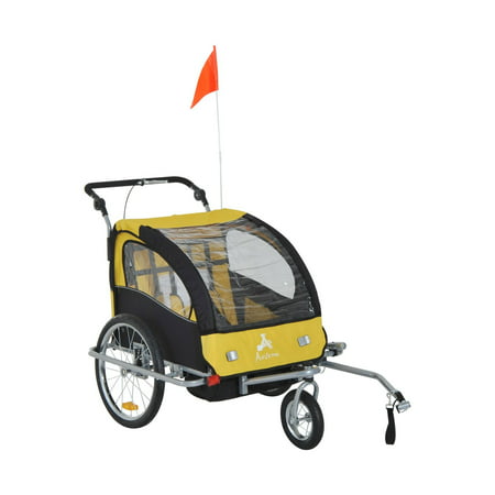 Aosom Elite II 3in1 Double Child Bike Trailer, Stroller & Jogger - (Best 2 Child Stroller)