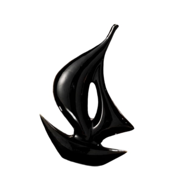 Decoración de barco de vela, escultura moderna, regalo de inauguración de la casa, artesanía, estatua de barco de vela, figura de para mesa de Negro