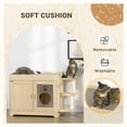 thumbnail image 5 of PawHut 3-in-1 Cat Litter Box Enclosure & Elevated Cat Bed Tree with Scratching Posts for Large & Small Kitties, Hidden Cat Litter Cabinet with Double Doors, Soft Cushion, 5 of 9