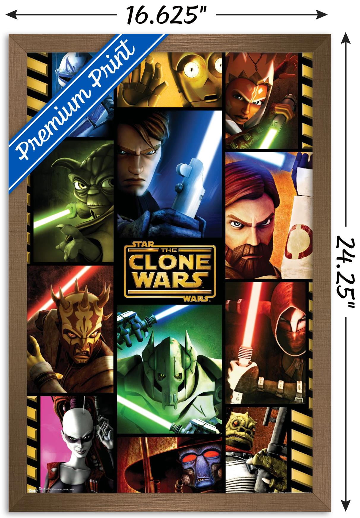 Star Wars: The Clone Wars - Grid Wall Poster, 14.725" x 22.375", Framed