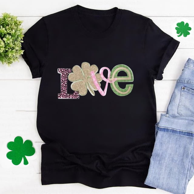 Pntutb - Camiseta de manga corta para mujer, estilo informal, con estampado del día de San Patricio Pntutb Pntutb-4608