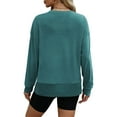 thumbnail image 4 of kpmatpey Womens Oversized Sweatshirts Crew Neck Long Sleeve Side Split Solid Color Casual Loose Pullover Tops, 4 of 7