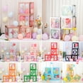 thumbnail image 2 of 4 Pcs Balloon Box DIY Assembly Transparent Paper Box Balloon Box with Letters Reusable Stackable Cube Decorative Box for Party Wedding Birthday, 2 of 7