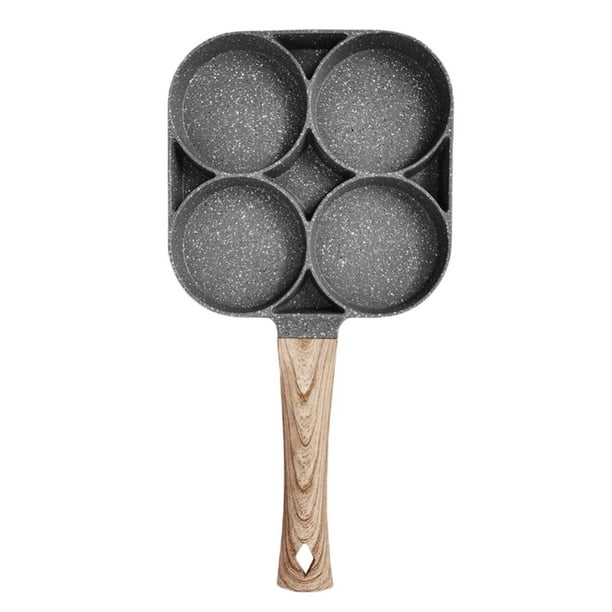 Sartén para huevos, sartén de aluminio para freír huevos de 4 tazas, sartén antiadherente para freír huevos Estufa de gas + Cocina de inducción