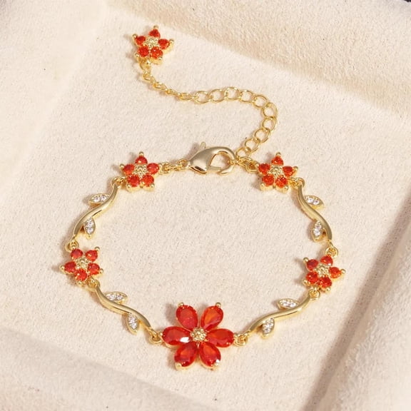 Mnhhatv Floral Exquisite Zirconia Petal Bracelet, Personalized Fashion Jewelry, Elegant Floral Design with Brilliance, Perfect for Special Occasions, Ideal Gift for Loved Ones and Fashion Enthusiasts