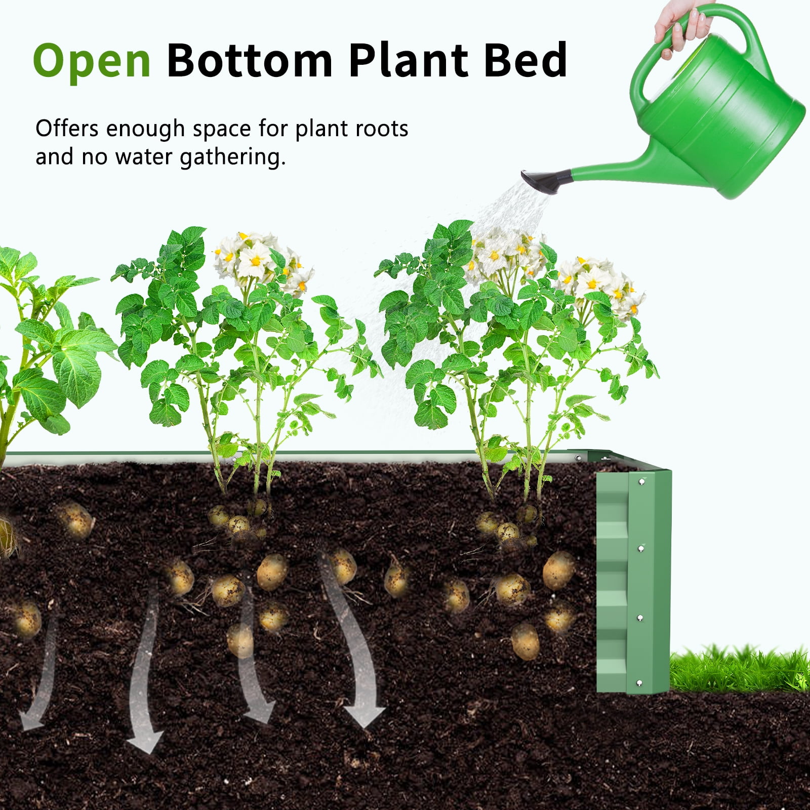 MOPHOTO 3 in 1 Raised Garden Bed with 87in Tall Arch Trellis for Climbing Plants, Galvanized Planter Garden Box Outdoor for Gardening, Climbing Vegetables, Flower, Green