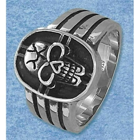 Plum Island Silver SR-3084-09 Stainless Steel Mens Cracked Skull Ring - Size 9