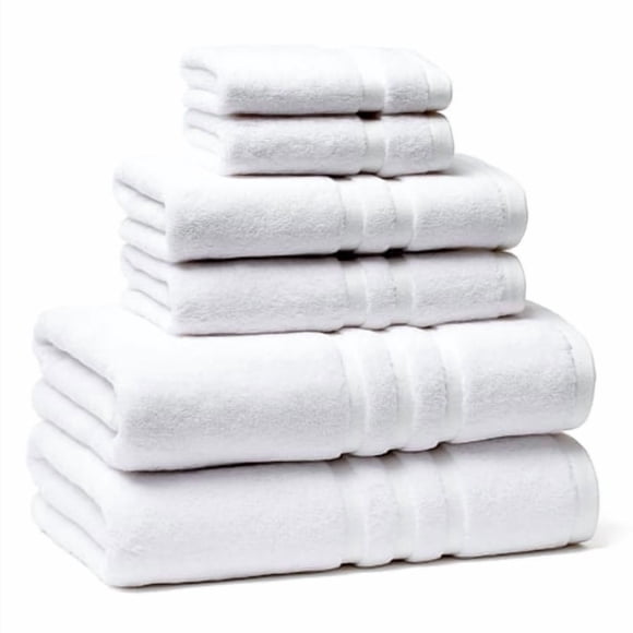 Veteran Textile Llc - 6 Pcs - Coton Turc - Ensemble de Serviettes de Luxe pour Salle de Bain et Cuisine 2 Serviettes de Bain 2 Serviettes à Main et 2 Débarbouillettes *Valué 79,99 $* (Blanc)