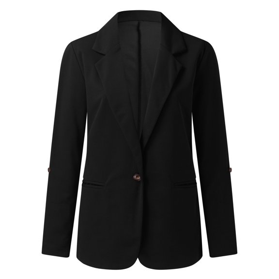 Vedolay Women Tops Womens Casual Lightweight Blazer Open Front Lapel Long Sleeve Office Jackets,Black XXL