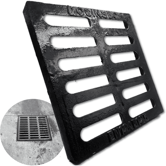 12x12 Cast Iron Drain Grate – Heavy Duty Outdoor Sewer Cover for Catch Basin, Dr