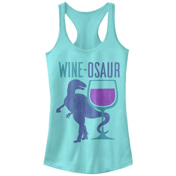 Junior's CHIN UP Wine Dinosaur Racerback Tank Top Cancun X Large