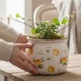 thumbnail image 3 of Lemon Summer Decor Plant Pot, 6 Inch Vintage Ceramic Planter with Drainage for Indoor Plants, Rustic Lemons Vase for Centerpieces, Mediterranean Kitchen Home Decor, Yellow Gifts for Gardening, 3 of 14