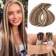 thumbnail image 1 of Extensiones de cabello KPVXXVE con punta en I, rubio, 50 cm, 50 g, cabello humano real, 1 of 6