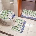 thumbnail image 5 of Spring Floral Bathroom Rugs Set Watercolor Blue Purple Floral Leaf Butterfly Beige Wood Grain Non Slip Absorbent Bath Mats 3 Piece Set, U-Shaped Floor Mat, Toilet Seat Cover Large Size, 5 of 9
