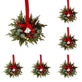 thumbnail image 2 of RUIQPGRT Mini Christmas Wreaths For Kitchen Cabinets, Christmas Wreaths With Red Ribbon Bow Berry For Xmas Home Wall Door Indoor Christmas Decoration, Red 5Pcs, 2 of 5