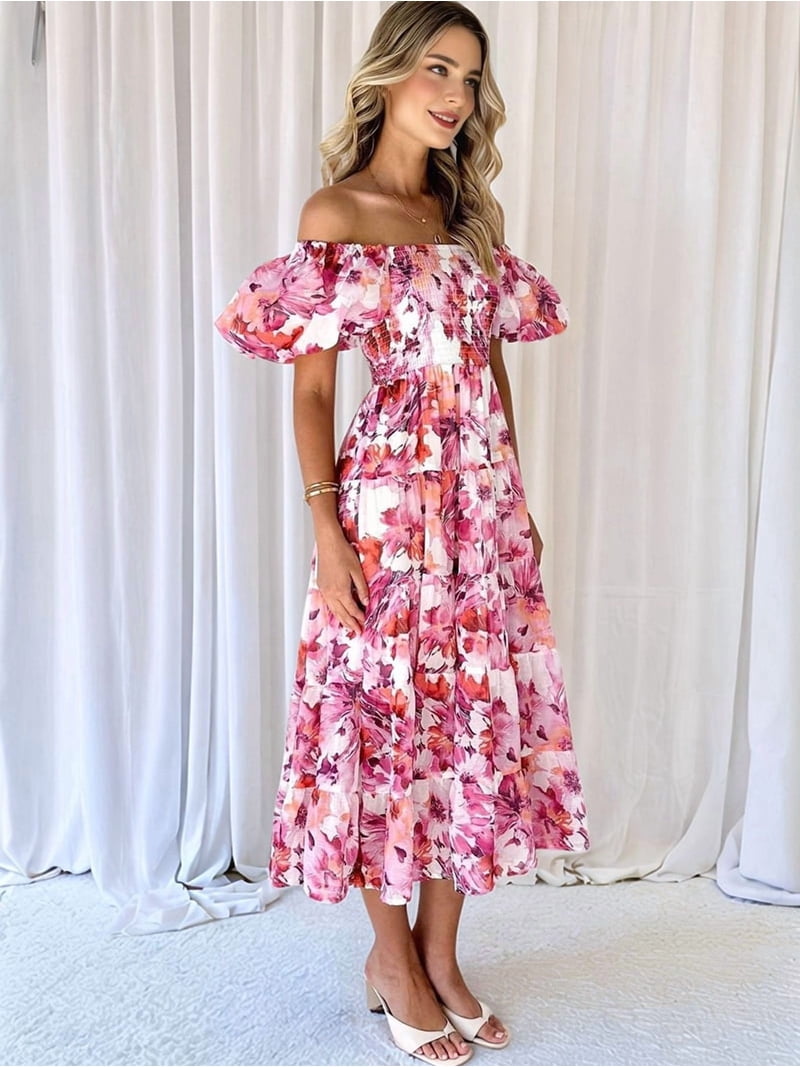 layered ruffle dress midi Paisley Tiered Ruffle Midi Dress