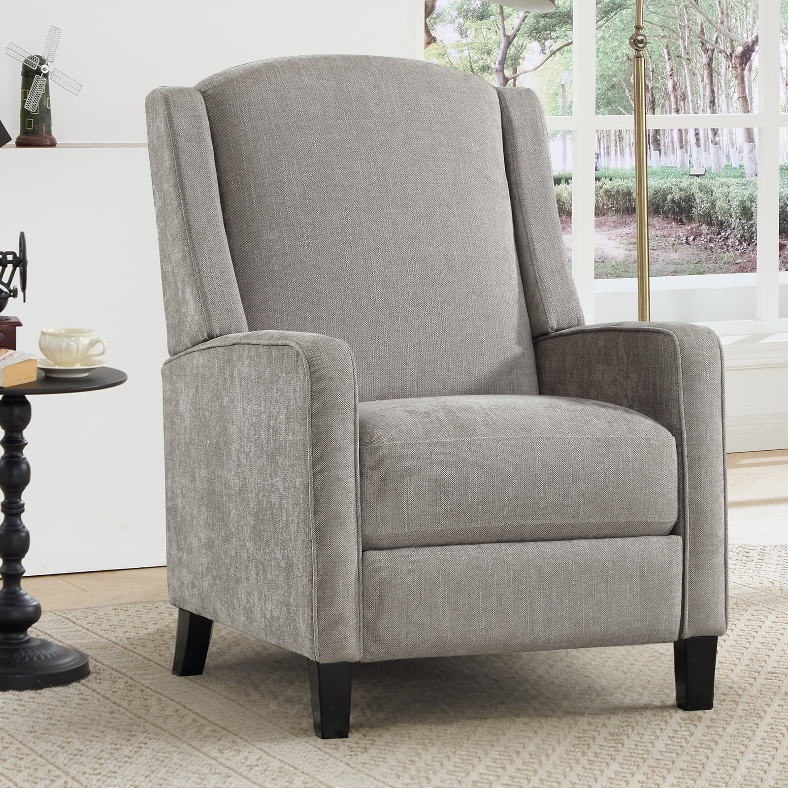 Bonzy Home Recliner Chair Push Back Upholstered Wingback Fabric Home Theater Single Sofa for Living Room,Gray