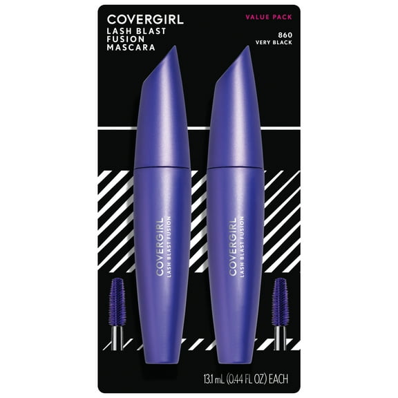 (2-Pack) COVERGIRL Lash Blast Fusion Mascara, 860 Very Black, 0.44 oz