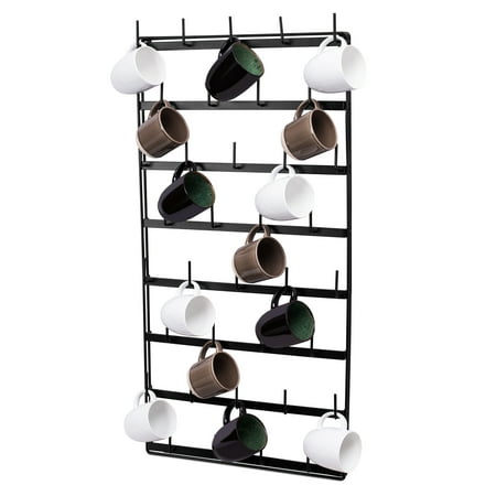 BirdRock Home Wall Coffe & Tea Mug Rack - 36 Pegs - Black