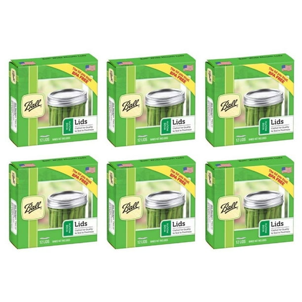 Ball Wide Mouth Jar Lids Mason Canning Lids Aluminum Silver, 6 Sets of
