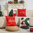 thumbnail image 5 of Christmas Throw Pillow Covers 18x18 in Set of 4 Decorations,Decorative Snowman Santa Pillow Case for Couch Sofa Winter Holiday Indoor Outdoor Home Red White Xams Decor, 5 of 6