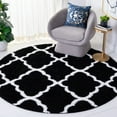 thumbnail image 2 of SAFAVIEH Tahoe Gerald Quatrefoil Shag Area Rug, 6'7" x 6'7" Round, Black/White, 2 of 8