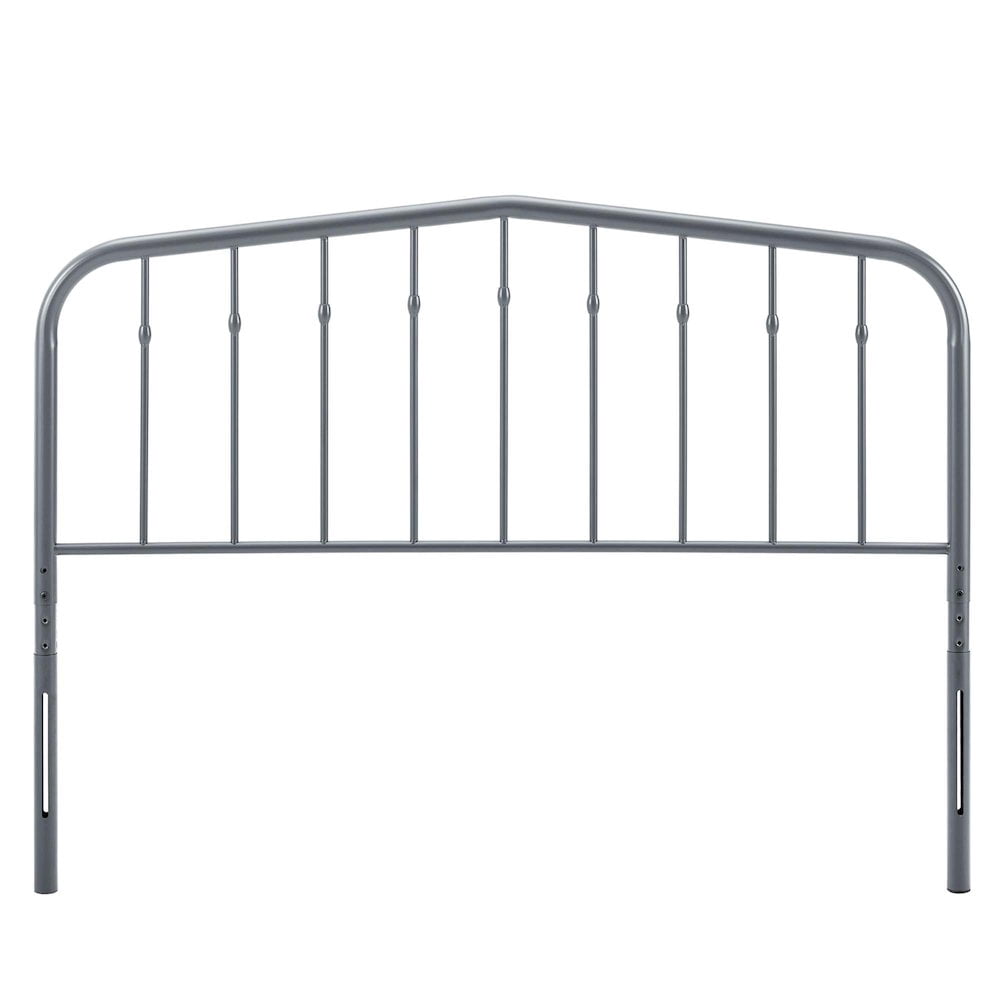 Modway Lennon Contemporary Modern Queen Metal Spindle Headboard in Gray