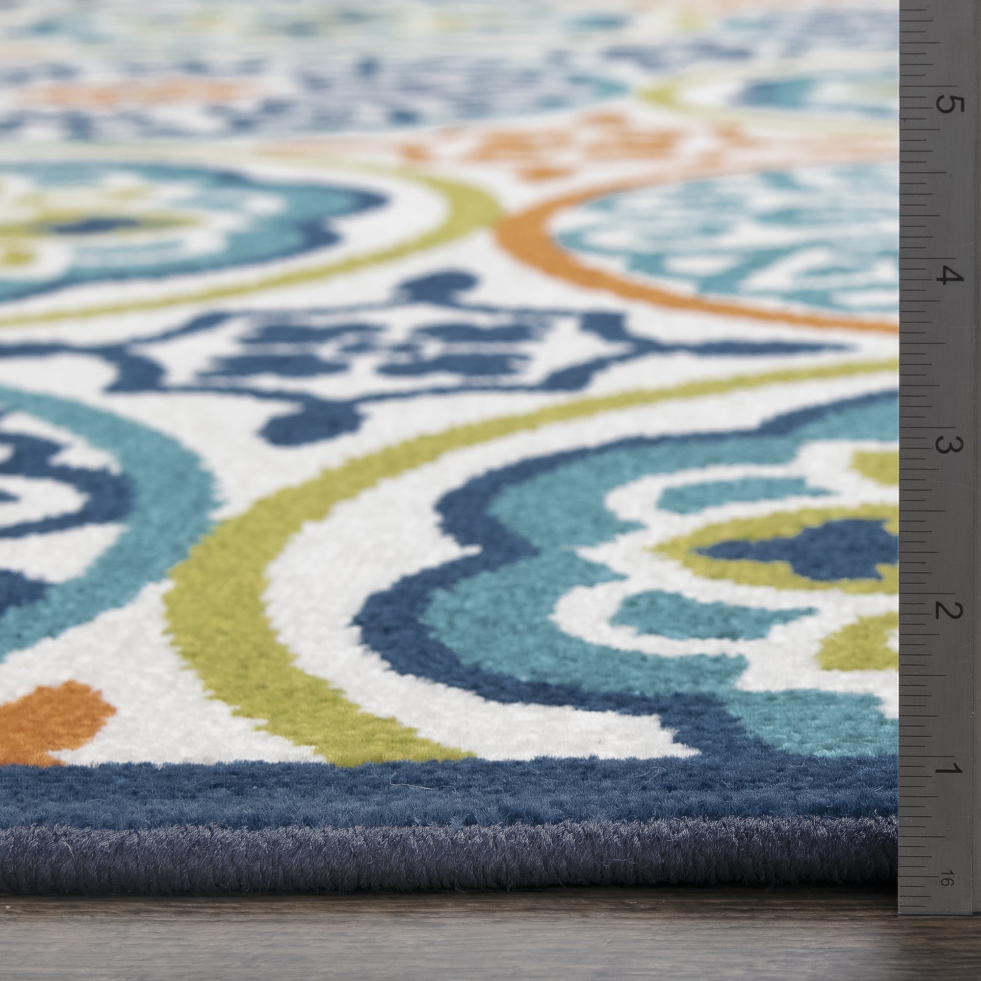 Loomaknoti Terrace Tropic Nerleno 9' x 12' Geometric Indoor/Outdoor Area Rug , Blue/Orange