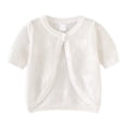 thumbnail image 3 of Fozruso Girls' Summer Cardigans Girls Knit Cardigan Short Sleeve Summer Shirt Lightweight Open Front Top For Toddler Baby Kids,6-7 Years,White, 3 of 7