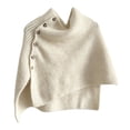 thumbnail image 3 of Holzkary Women Knitted Button Shawl Wrap, High Neck Knit Winter Asymmetrical Knit Poncho Scarf, Soft Warm Neck Warmer for Cold Weather Fall Winter Outfits Travel Vacation Beige One Size, 3 of 5